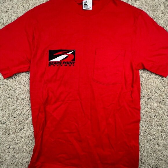 VTG Red Short Sleeve Sears Point Raceway T Shirt Racing Cotton USA Anvil Tag - Picture 1 of 10